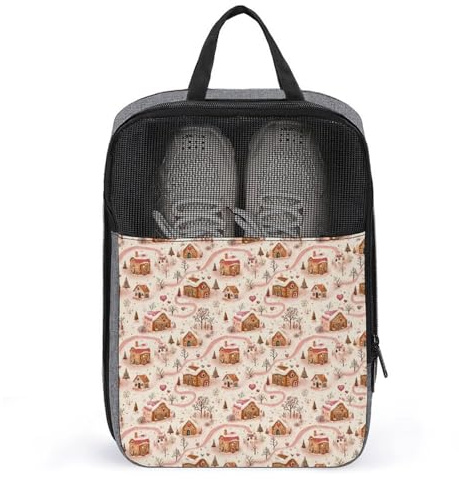 Bolsas de zapatos de golf para viajes, mujeres y hombres, bolsas de zapatos de viaje con estampado de cabañas rosas para empacar en maleta, danza, bolos, tacos, fútbol, organizador para gimnasio, con