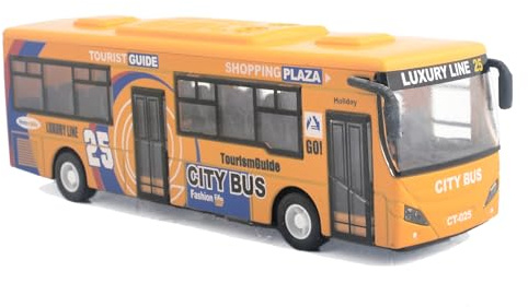 Ailejia City Bus Toy Die Cast Pull Back Public Transportation Vehicles Mini Bus Model Car Toys Lights and Music (Yellow)