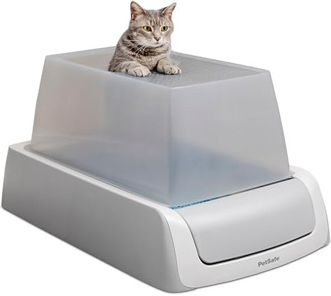 PetSafe ScoopFree Automatic Self Cleaning Hooded Cat Litter Box - Ultra, Top-Entry - Purple or Taupe - Covered 2nd Generation - Includes Disposable Tray with Premium Blue Crystal Litter and Hood