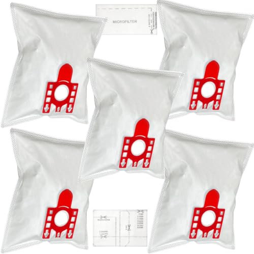 Utiz 5 Pack Hoover Bags Type FJM 3D & 2x Motor Exhaust Filters For Miele Miele S700 S4000-S4999 S241-S256i Compact C2 C1 Complete C1 S4 S6 Vacuum Hoover Cleaner Alternative to 9917710
