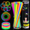 JIJI&CUI Super Bright 100 Leuchtstäbe Knicklichter Set,Neon Leucht-stäbe Par-ty Pack,Leuchtspielzeug für Kinder Leuchtarmbänder, Neon-leuchtendes dunkle Party Supplies Leuchtstäbe für Party