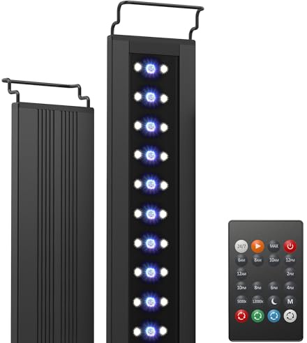 NICREW C10 24/7 Aquarium Light with Remote, Full Spectrum Fish Tank LED Light for Planted Freshwater Tanks, Adjustable Brackets Fits for Aquariums 75-95 cm