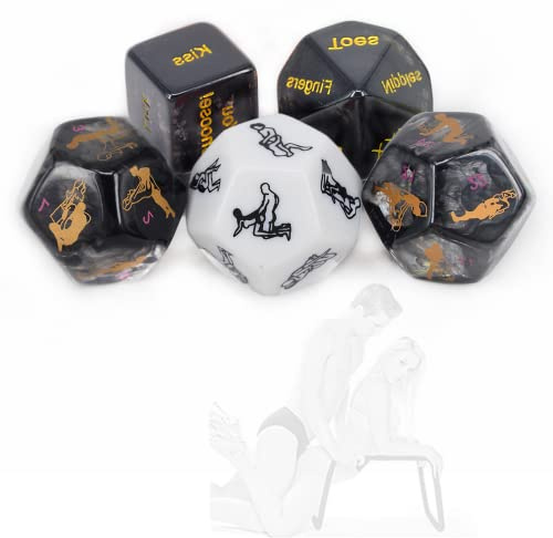 JUMOK 5 Jeux de dés acryliques polyèdres combinés au Hasard pour punir Les Parties Jouet de Jeu avec Sac de Rangement et Boîte Cadeau exquise.