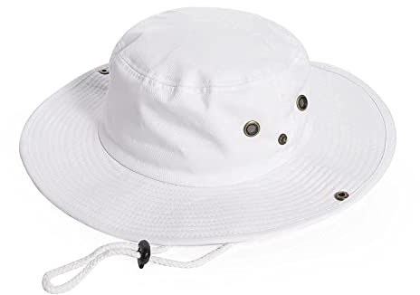 INOGIH Chapeaux de soleil d'été pour homme Protection UV Boonie Chapeau de pêche à seau pour randonnée en plein air (M/L, 59CM), Blanc, M
