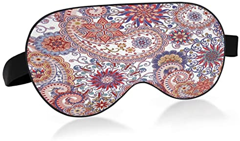 Masque de sommeil à motif cachemire pour femmes et hommes, lisse et confortable, masque pour les yeux, bandeau de nuit avec sangle réglable pour les voyages, le travail posté