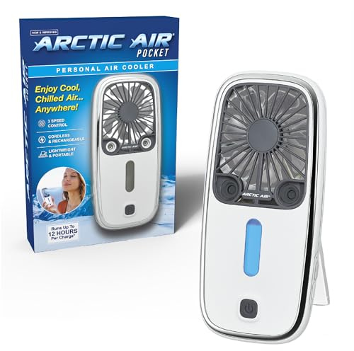 Arctic Air Pocket Small Portable Fan, Powerful, Personal Air Cooler with 3 Adjustable Speeds, 12-Hour Battery Life, Hand Fan for Indoor and Outdoor Use