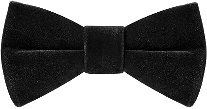 HOULIFE Velvet Bow Tie for Kid – Adjustable Pre-tied Bowtie for Boy Girls, Solid Colour Butterfly Bow Ties for Party Ball Banquet Wedding with Gift Box, Black