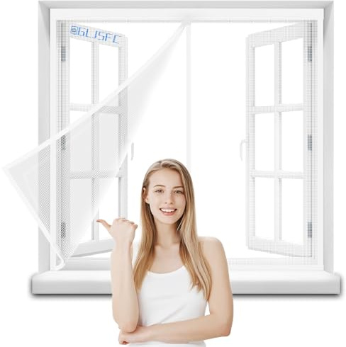 Zanzariera Magnetica Finestra 50x170cm Zanzariere Magnetiche per Porte Finestre Scorrevole con Calamita Anti Zanzare Insetti, Chiusura Automatica, con Nastro Adesivo Bianco