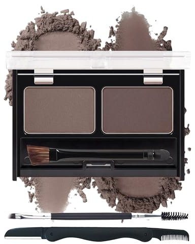 Eyebrow Powder Kit-Waterproof Two Colors Brow Powder Tinted Palette Long Lasting Up to 16H, Brown/Dark Brown Brow Filler Defined&Sculpt Natural Eyebrow Makeup for Sparse Brow with Brow Brush &Razor-03