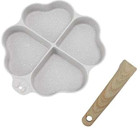 Fyearfly Sartén antiadherente para huevos, en forma de corazón, 4 tazas, calentamiento uniforme, fácil de limpiar, color blanco
