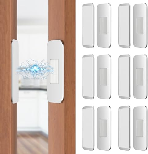 Jiayi Chiudiporta Magnetico Ultra Sottile 6 Pezzi Argento, Calamita per Mobili Ultra Sottile in Metallo, Magneti Sottilissimi per Porte Adesivi, Chiusura Magnetica per Armadi Cucina- Senza Viti