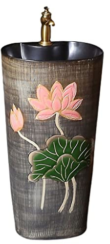 Lavabo Con Piedistallo Lavandino con piedistallo Lavabo con piedistallo d'arte vintage Lavabo in ceramica for bagno Lavandino combinato con piedistallo integrato con rubinetto Lavabi Da Bagno