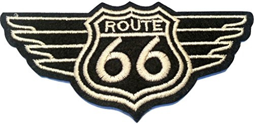 Toppa adesiva termoadesive toppa route 66 jeans stoffa cucito patch toppe termoadesive ricamate ricamata da cucire  vintage Route 66 USA 11 cm 