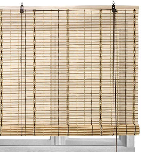 LOLAhome - Persiana Estor Enrollable de bambú Natural de Estilo rústico para Dar Sombra, protección Solar o escurecer Puertas o Ventanas (Beige, 160X180 CM)