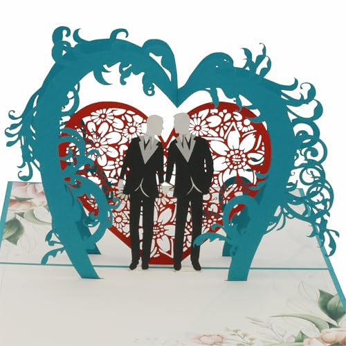 design3dkarten Pareja de boda del mismo sexo, matrimonio, boda de homosexual, hombre y mujer, Mr. Mr, gay wedding, tarjeta de boda, tarjeta plegable 3D, tarjeta de f...