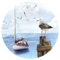 Grandora Wandaufkleber Wandtattoo Schlafzimmer Strand Küste Meer Wandsticker Nordsee Wandbild Wohnzimmer Wanddeko Flur Esszimmer Tapete selbstklebend rund DL652-04