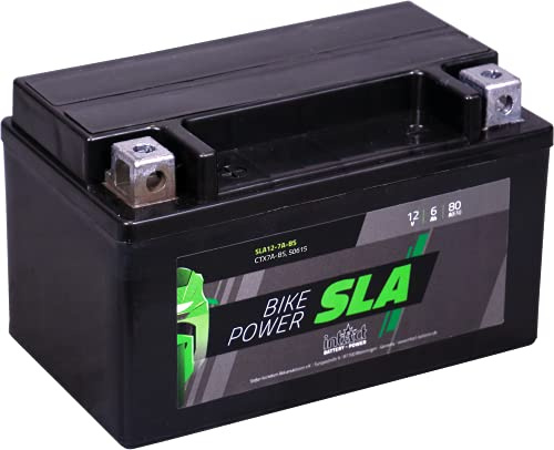 intAct - AGM BATTERIE MOTOCYCLE | Batterie pour scooter, moto, quad, etc. Batterie sans entretien & anti-fuite | SLA12-7A-BS, CTX7A-BS, 50615, batterie 12V, 6 AH (c20), 80 A (EN) | Dim: 150x87x94mm