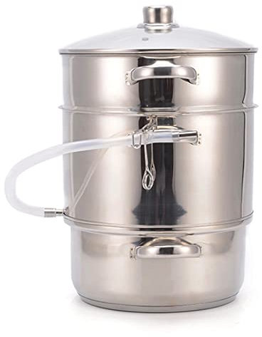 11 Cuartos Fruta Vegetales Exprimidor De Vapor Con Tapa De Vidrio Templado, Manguera, Abrazadera, Asas De Lazo, Acero Inoxidable Multipots Utensilios De Cocina Para Hacer Jugo Gelatina, Pasta