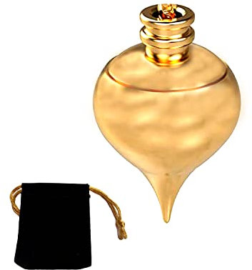 Pendule métallique, THOT Pendule de divination égyptienne/Pendule de radiesthésie avec témoin et chaîne - Laiton doré - Magnétiseur, Sourcier, Voyance, Ésotérisme (Égyptien doré) (goutte d'eau dorée)