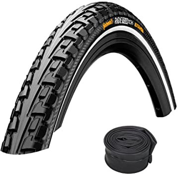 Ziegenpeter 1 x Continental Ride Tour Trekking Reifen // 47-622 (28x1,75') + Schlauch, Variante:DV-Schläuche (Continental), Ausführung:schwarz Reflex