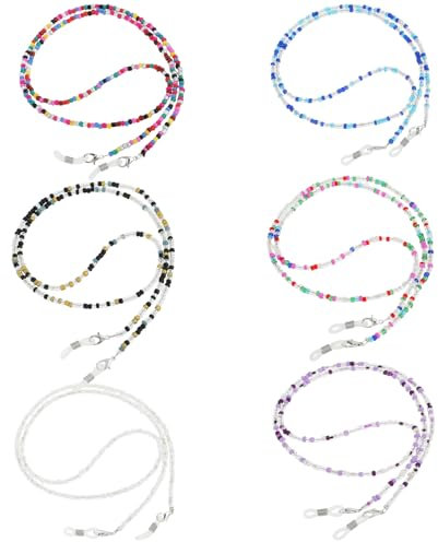 WLLHYF Brillenkette für Damen 6 Stück Brillenbandhalter Kette Stilvolles Halskettenband Mehrfarbig Maske Sonnenbrille Lesebrille Brillenhalter für Damen und Herren