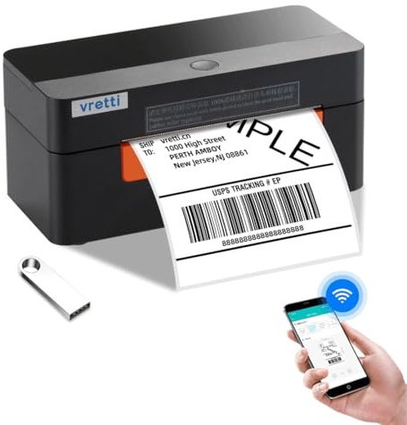 vretti WIFI Shipping Label Printer,Thermal Label Printer 4x6,Wireless Thermal Machine for Shipping Package Address Small Business,Compatible with Etsy,Shopify,eBay,Amazon
