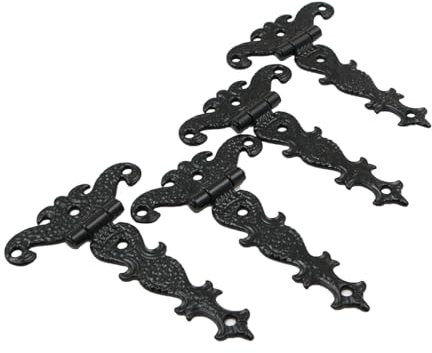 Ieron 4 pièces charnières décoratives Classiques en T, charnières sculptées en Forme de T en Alliage de Zinc Robuste pour Meubles, étagère, boîte en Bois (Noir)