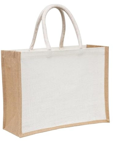 32 * 21 * 12cm Jutetasche Shopper, Jute Tasche, Jutetasche, Jutebeutel Strandtasche, für Picknick Reisen Einkaufen Strand und Alltag Für Die Aufbewahrung Von Kleinigkeiten, Zum Einkaufen
