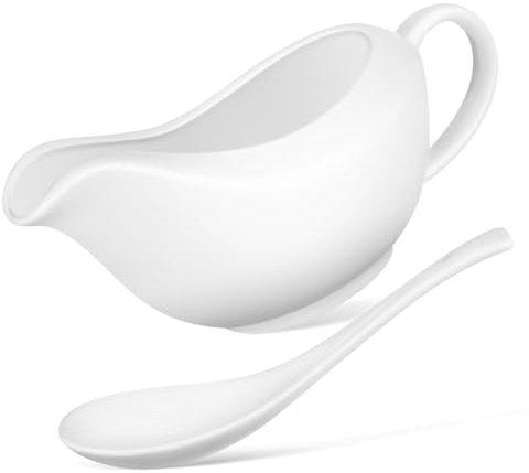 Cabilock Salsera De Cerámica Con Cucharón Para Salsa, Capacidad Moderada, Resistente a Altas Temperaturas, Adecuado Para Servir Salsas Mesa, Utensilio Para Condimentos y Cocina