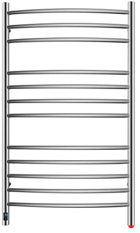 HEATGENE Electric Towel Warmer with Built-in Timer & Temperature Control, Wall-Mounted 12-Bar Large Towel Rack, Plug-in/Hardwired Heated Towel Rail for Bathroom - Brushed