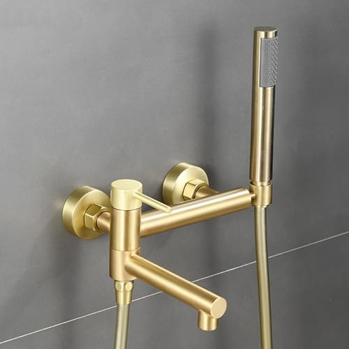 Rubinetto Vasca Da Bagno,Miscelatore per vasca da bagno e doccia, rubinetto a parete per vasca da bagno e doccia, rubinetto per vasca da bagno in oro spazzolato, rubinetti per vasca con miscelatore p