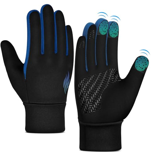 OOPOR Gants de cyclisme d'hiver pour enfant - Gants chauds pour écran tactile - Gants d'hiver - Gants de course - Imperméables - Coupe-vent - Avec antidérapants - Pour garçon et fille - 4 à 12 ans