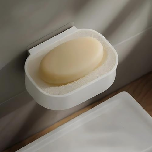Ateweita Seifenschale Wand, Seifenablage Ohne Bohre, Wandmontage Seifenhalter für Feste Seife, Soap Dish mit Ablauf für Dusche, Bad, Waschbecken Badewanne & Küche