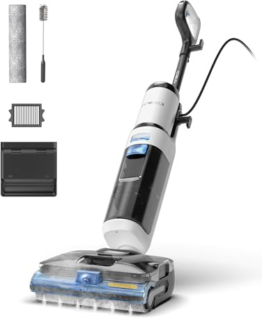 Tineco Floor One S6 Stretch Steam Nettoyeur Vapeur, Aspirateur Balai Vapeur à Câble Tout-en-Un, 160℃ HyperSteam, 180° Pose à Plat, Auto-Nettoyage à l'eau Chaude, Anti-Tangle-Design