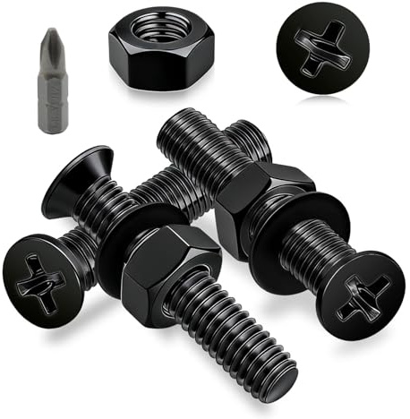 Ezitruz Viti a Testa Piatta Svasata Croce M3x20 mm, 80 Pezzi Viti Bulloni e Dadi e Rondelle Set Neri Bullone a Testa Svasata a Croce Filettatura Completa per la Riparazione