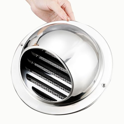 Väderskyddsgaller Rostfritt Stål,Frånluftsgaller Rund Silver,Ø50mm-300mm,Ventilationsgaller Yttervägg,Ventilationsskydd med Fågelskyddsgaller,för Ytterväggavgaser(160mm(6.2″))