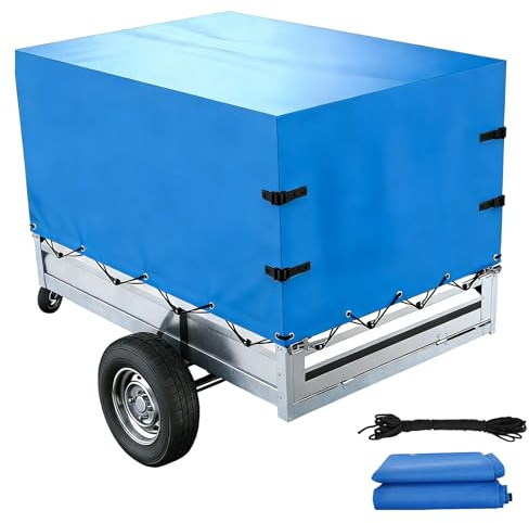 Telone per rimorchio, telone 210×114×110 cm con occhielli e cinghia in gomma con fibbia, tessuto Oxford 600d. Telone resistente per la copertura di rimorchi per auto, 750 kg, 850 kg. Varie dimensioni