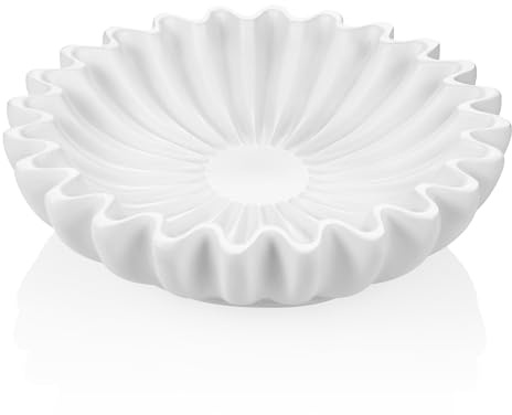 Zocipro Cuenco Decorativo Blanco 23,5 cm con Borde Hecho a Mano, ideal para Fruta, Llaves o Joyas. Perfecto para Mesa y Salón, Regalo de Inauguración o Boda
