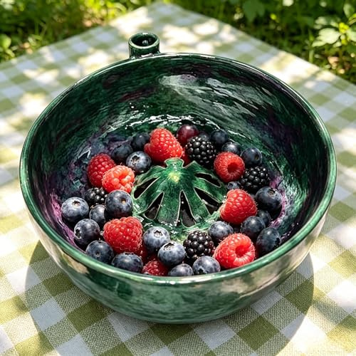 Helilyco Cuenco de lavado de bayas con rotación automática de 360 grados, colador de fresas y arándanos, limpiador de frutas de drenaje, verde