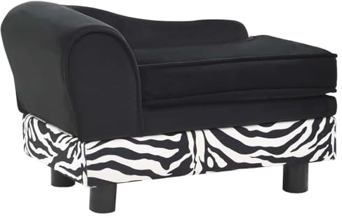 vidaXL Sofá para Perros Cama Mascotas Almacenamiento Gato Animales Pequeños Suave Grueso Acolchado Antideslizante Felpa Negro 57x34x36 cm