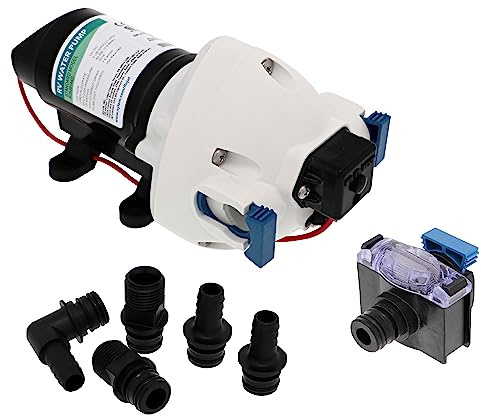 Flojet RV Water Pump R3526144D, 12 VDC 3-Chamber - Small Water Pump Ideal for Boats/Camper-Trailers - 3 GPM, 50 PSI - Self-Priming - Corrosion-Resistant & Quiet - Auto Shut-Off - Withstands Up to 160F