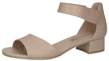 CAPRICE Damen Sandalen mit Absatz aus Leder mit Riemchen, Beige (Beige Nappa), 38 EU