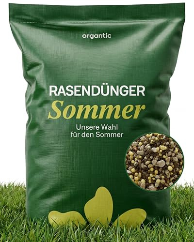 Organtic Engrais Gazon Été 10kg - Engrais Riche en Azote pour Pelouse Verte - Anti Mousse - Résistant Sécheresse - Granulés Sans Poussière - Compatible Épandeur