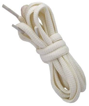 BupiMufi Lacci piatti ovali da 7 mm, in poliestere, 60-200 cm, beige., 100