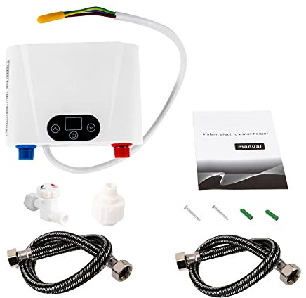 Chauffe-Eau Électrique Instantané, 5.5kw Chauffe-Eau Électrique Sous Évier Étanche Abs+Aluminium Moulé, 30-55℃, Nouveau,Montage Mural, ContrôLe Tactile