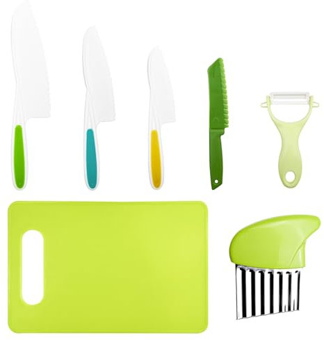 Frevoitna Coltello Bambini, 8 Pezzi Set di Coltelli per Bambini, Set Coltelli Bambini 2 Anni, Set di Coltelli da Cucina per Bambini, per Tagliare e Cucinare Frutta o Verdura per Piccoli