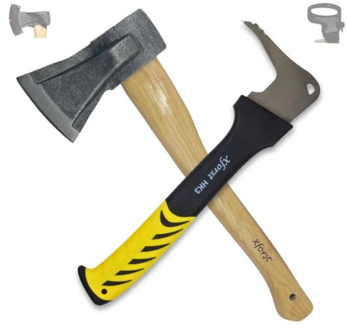 Xforst Spaltaxt + Sappie/Axt, Spaltbeil mit Escheholzstiel + 45 cm, 1,37 Kg inkl. Axtscheide + Handsappie – Ideal für Spalten & Hacken - Modell X-SA1 + HK3