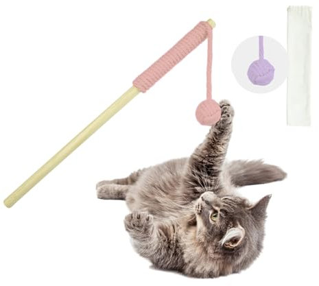 Petriumph® Katzenspielangel | Katzenspielzeug Interaktiv | Katzenspielzeug Selbstbeschäftigung | Katzenangel und Katzen Intelligenzspielzeug in einem | Katzen Beschäftigung (Rosa-Lila)