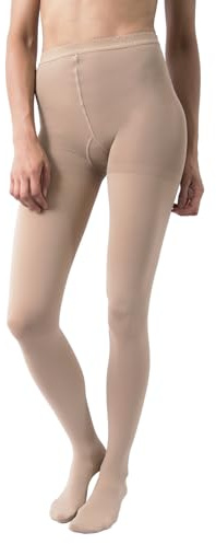 Beman 409C - Collant Medicali K1 Classe 1, Compressione Graduata 15-21 mmHg, Punta Chiusa Unisex, Tallone Rinforzato e Cuciture Piatte, Elastici Resistenti (Beige, XL)