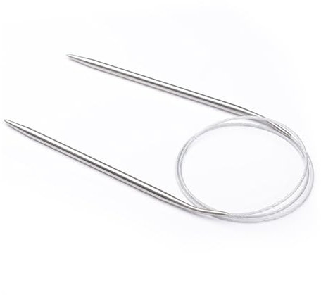 QUETTO 4.0mm Circular Knitting Needles 80cm Long Metal Stainless Steel Round Knitting Needles with Flexible Cable Silver for Weaving Projects,Blanket,Scarf,Hats